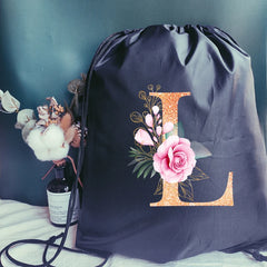 Orange Letter Print Drawstring Sports Bag Gym Backpack
