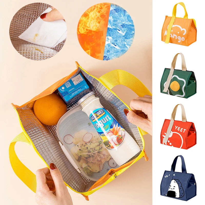 Portable Thermal Lunch Box Bags for Women Kids Food Storage Handbags