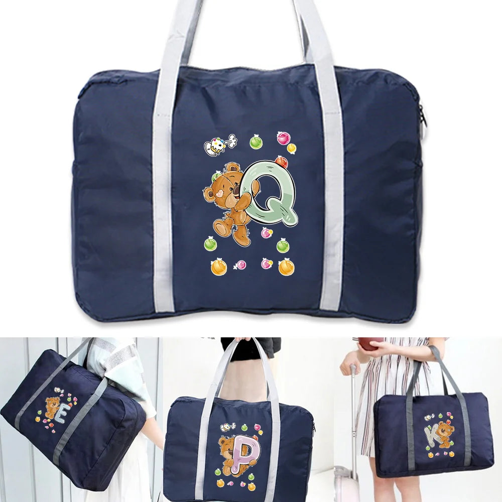 Portable Travel Bag Foldable Organizer Bear Letter Pattern