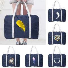 Feather Pattern Travel Bag for Women Large Capacity Foldable Organizer