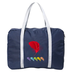 Feather Pattern Travel Bag for Women Large Capacity Foldable Organizer