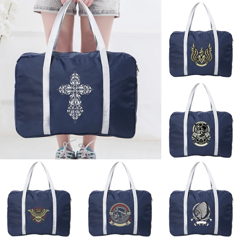 Portable Travel Bag Women Luggage Business Trip Foldable Organizer Skull Pattern