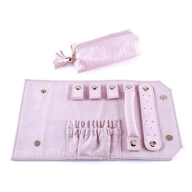 Travel Jewelry Organizer Box Roll PU Leather Jewellery Storage Pouch