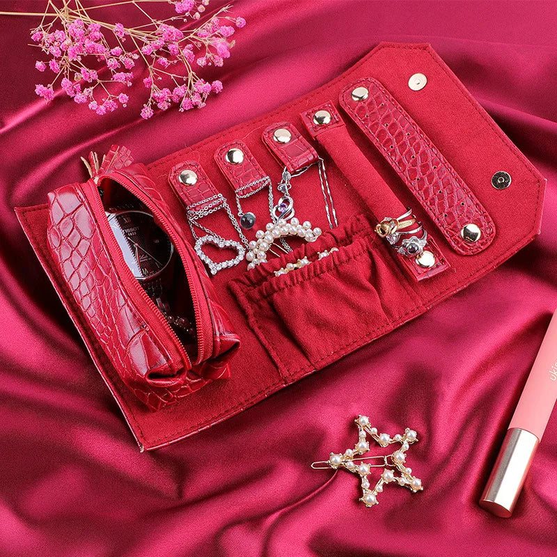 Travel Jewelry Organizer Box Roll PU Leather Jewellery Storage Pouch