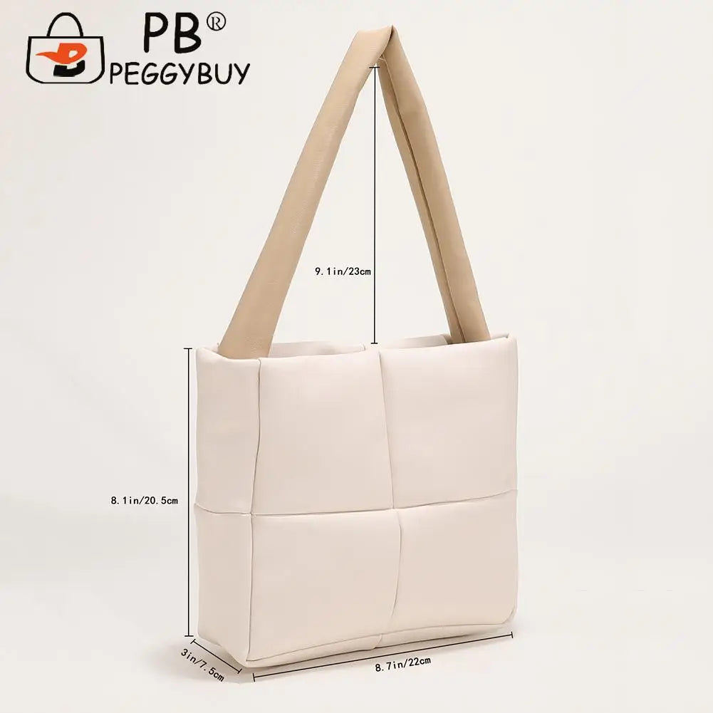 Travel PU Leather Checkered Handbag
