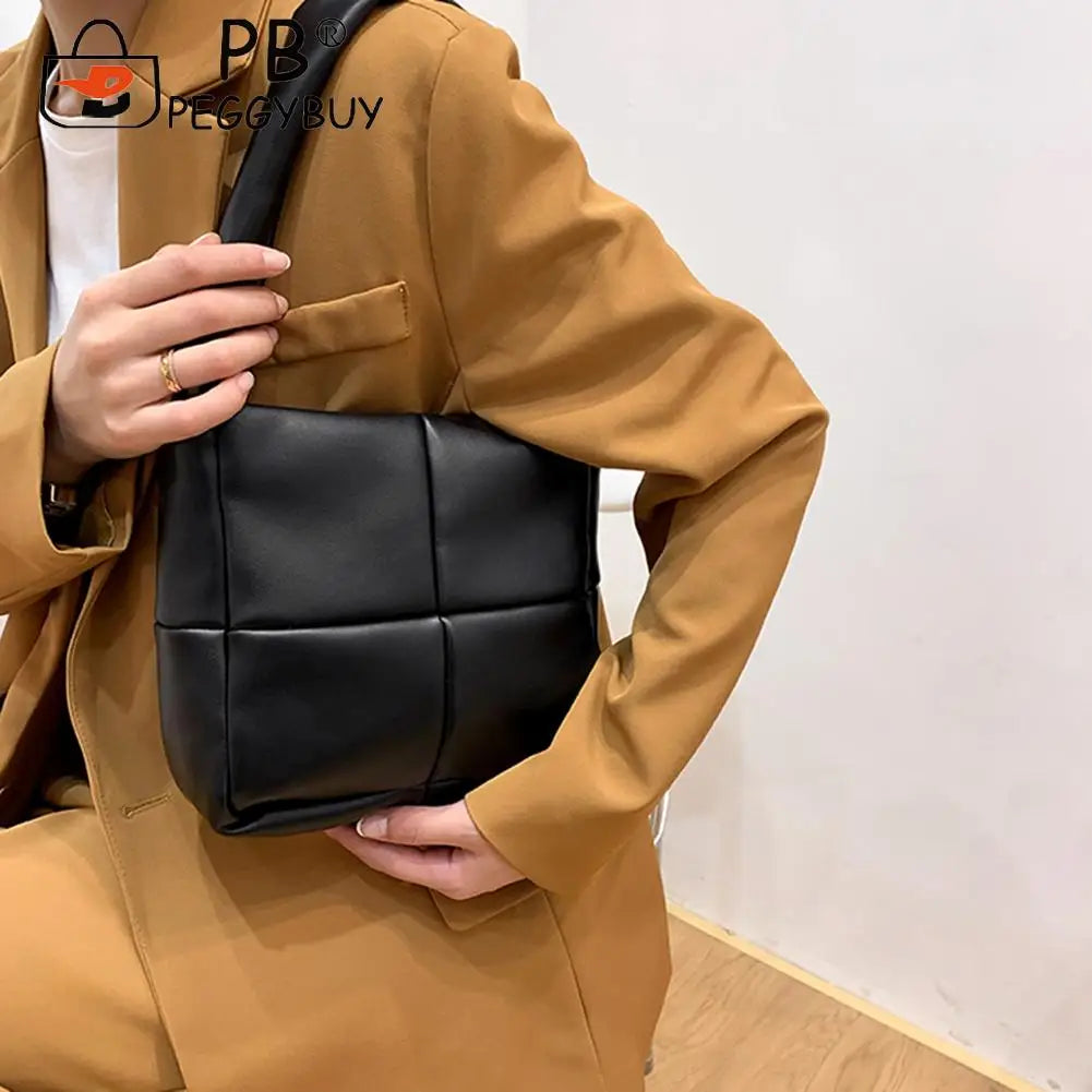 Travel PU Leather Checkered Handbag