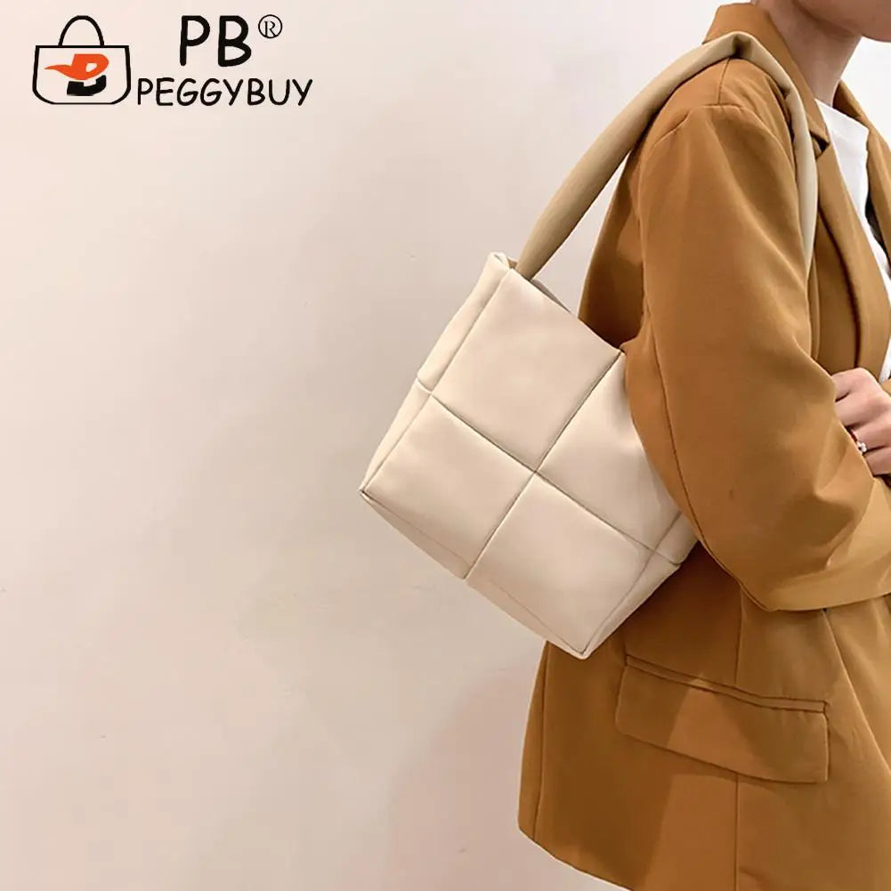 Travel PU Leather Checkered Handbag