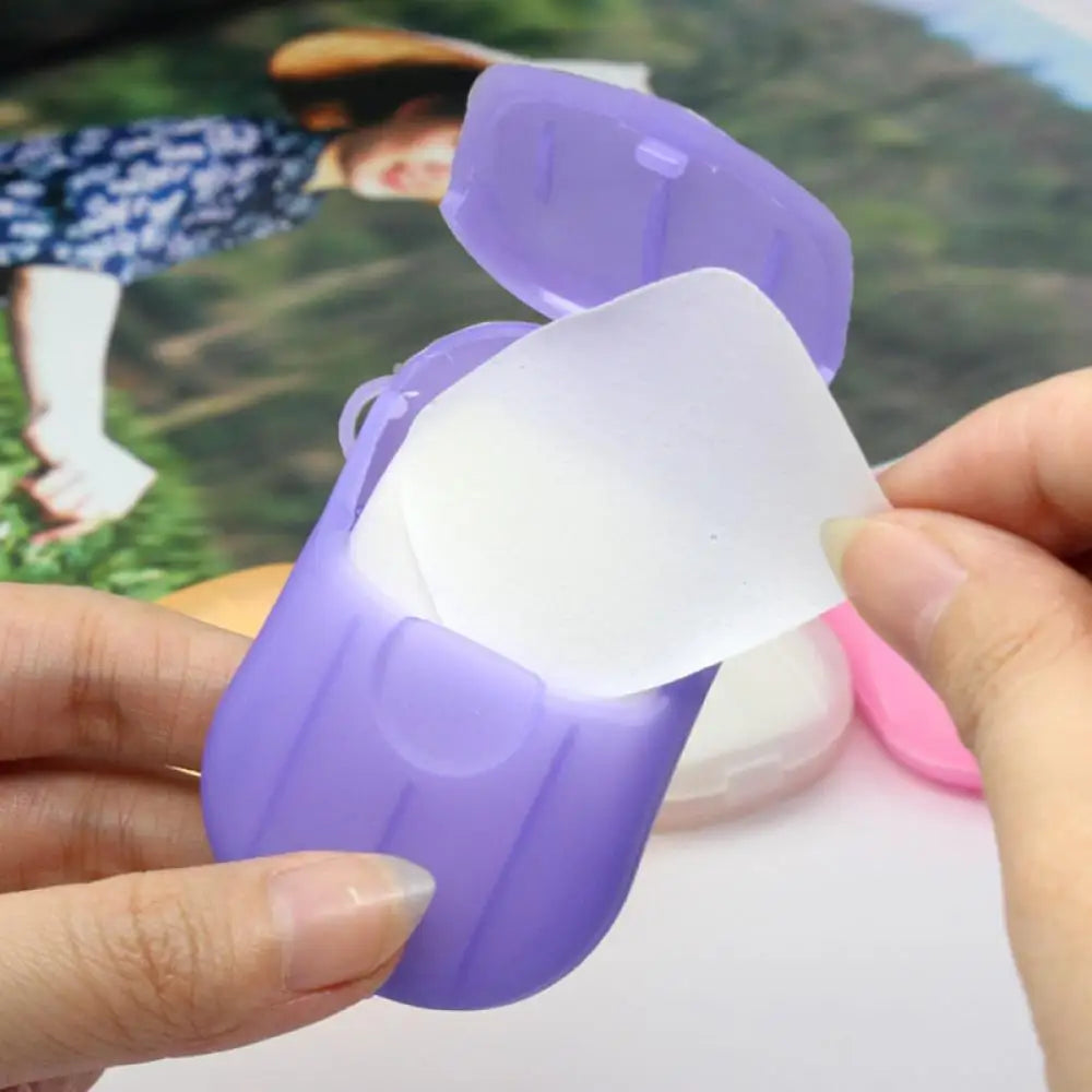 Portable Foaming Paper Soap Sheets Box Travel Bath Scented Hand Washing