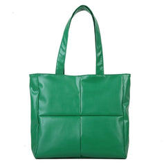 Women Cotton Padded Handbag PU Leather Large Capacity Shoulder Bag