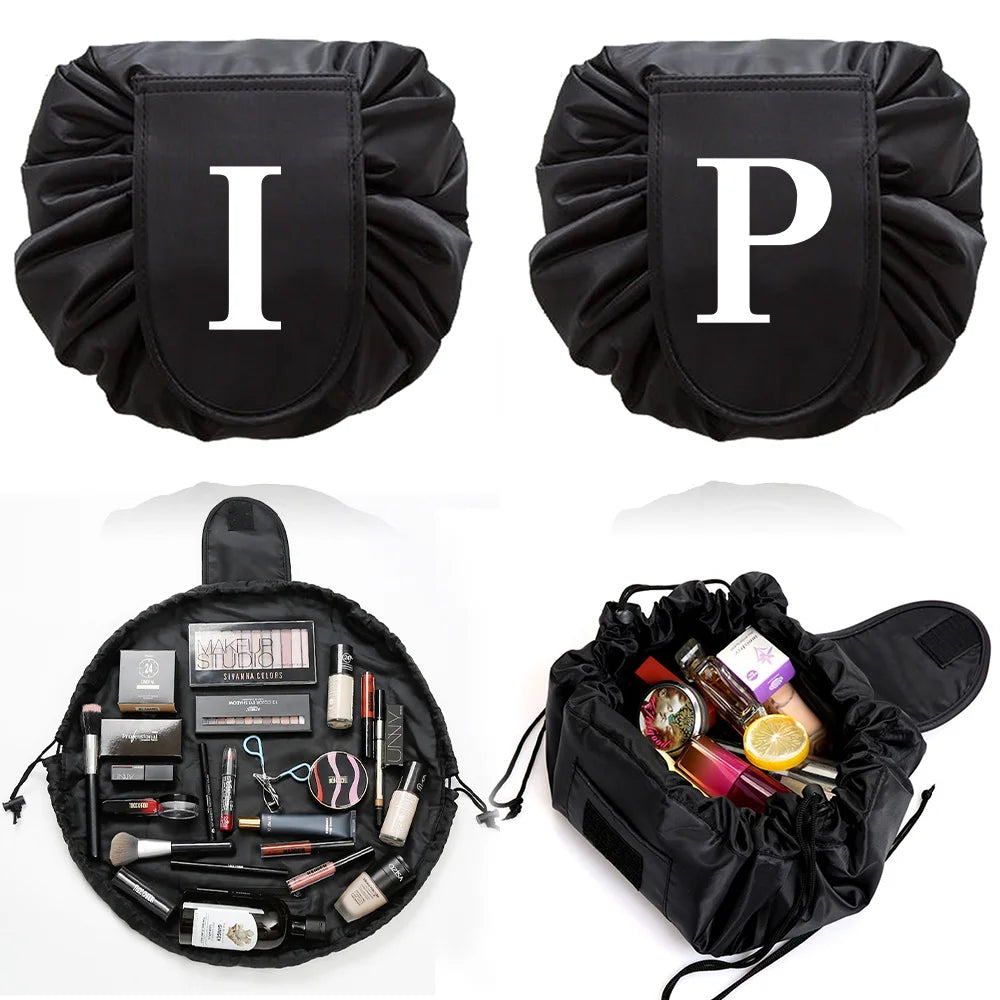 Portable Women Drawstring Cosmetic Letter Print Handbag