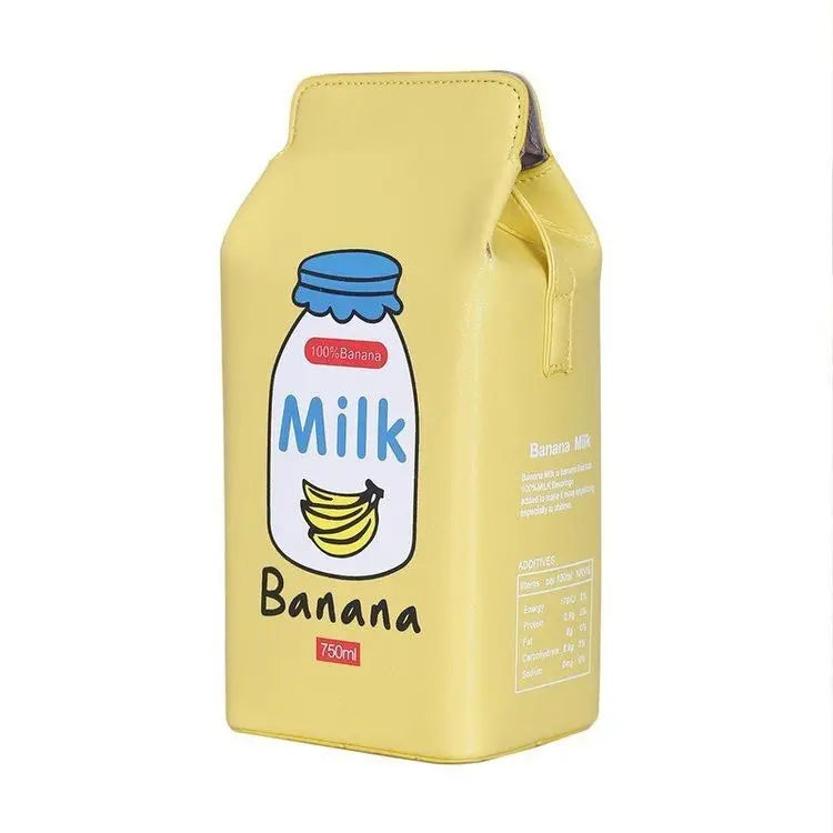 Portable Women Funny Milk Box Shape Shoulder Bag Phone Crossbody Pouch