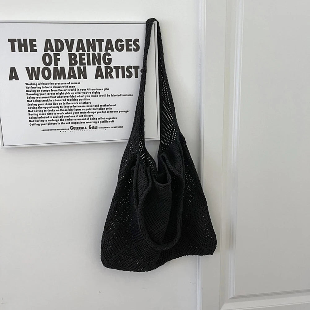 Unique Hollow Knitted Shoulder Bag for Women Large Capacity Tote Bag