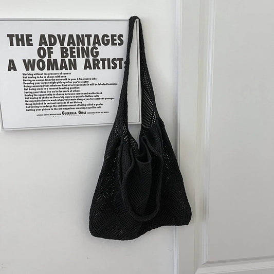 Unique Hollow Knitted Shoulder Bag for Women Large Capacity Tote Bag