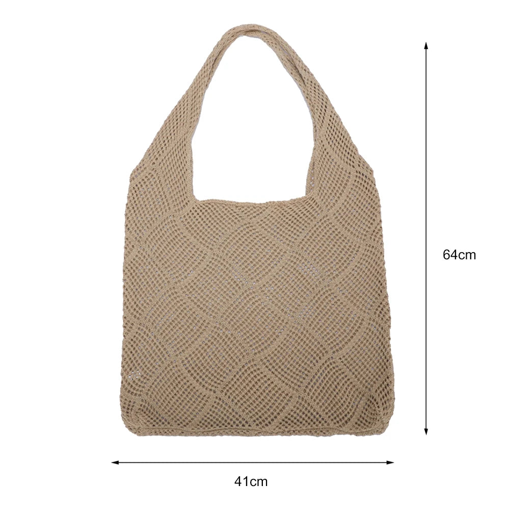 Unique Hollow Knitted Shoulder Bag for Women Large Capacity Tote Bag
