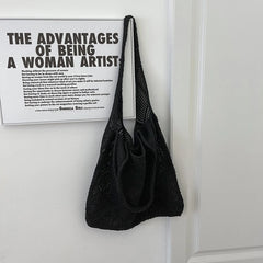 Unique Hollow Knitted Shoulder Bag for Women Large Capacity Tote Bag