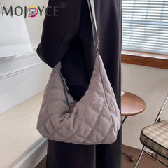 Portable Women Nylon Cotton Padded Shoulder Crossbody Space Bag