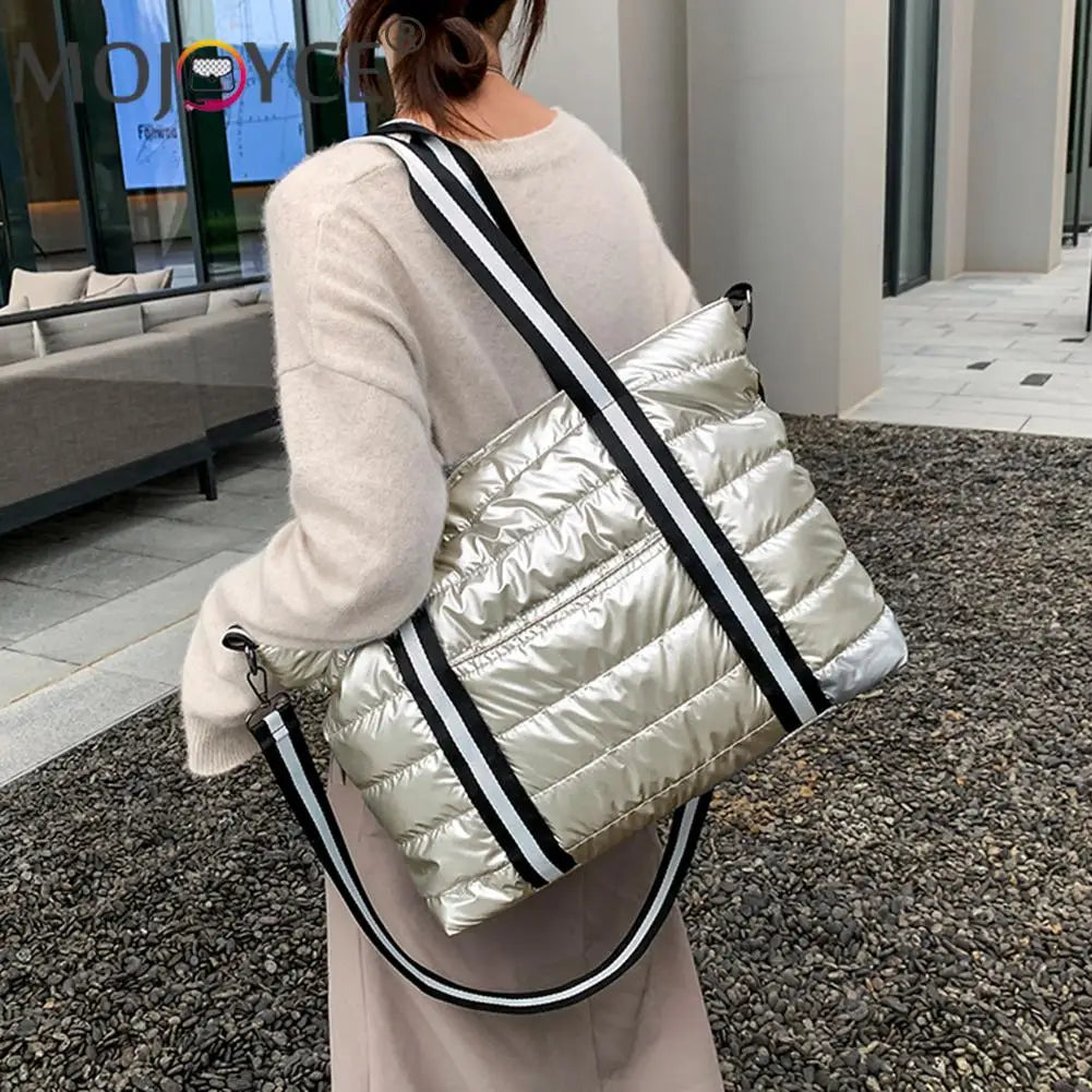 Portable Women Space Padded Nylon Messenger Tote Bag Autumn Winter Solid Large C