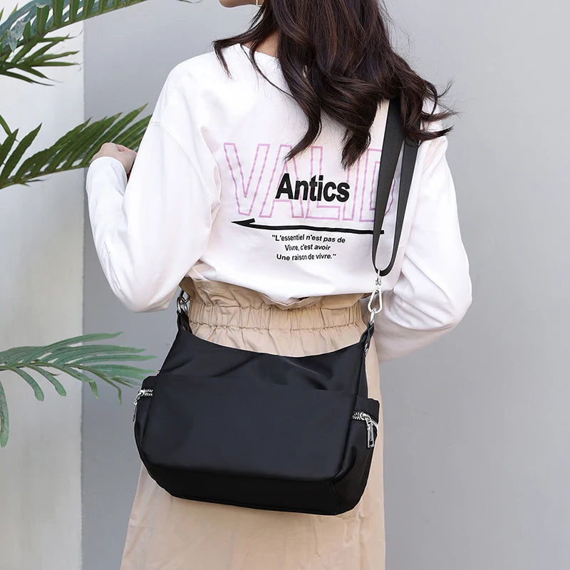 Portable Women's Shoulder Bag Nylon Tote Crossbody