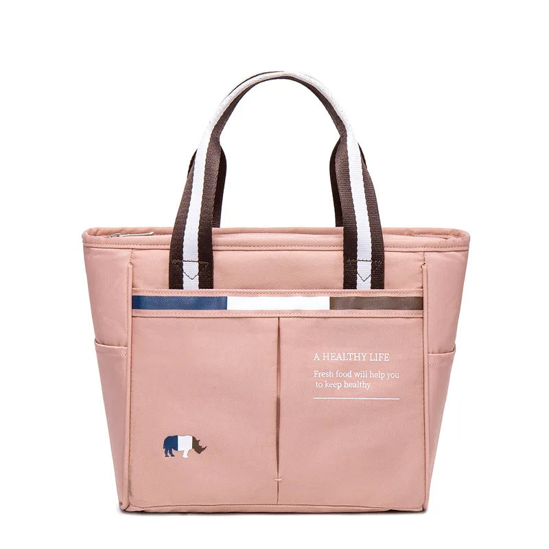 Portable Women's Thermal Lunch Bag Insulated Lunch Box Waterproof Picnic Tote