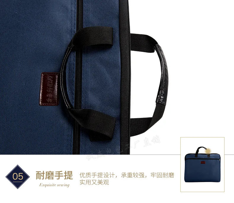 Canvas A4 Zipper Bag Office Briefcase Large Capacity Multi-layer Information Bag