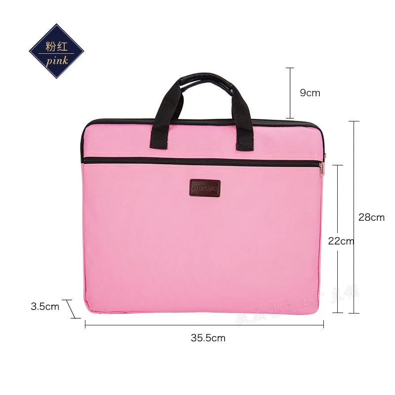 Canvas A4 Zipper Bag Office Briefcase Large Capacity Multi-layer Information Bag