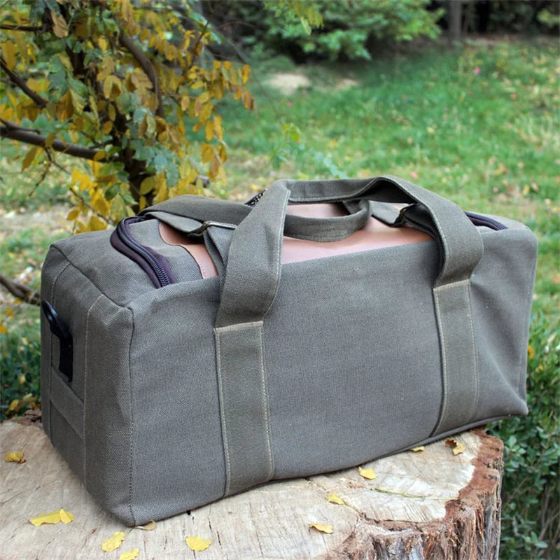 Canvas Men's Travel Bag with High Shoulder Portable Handbag
