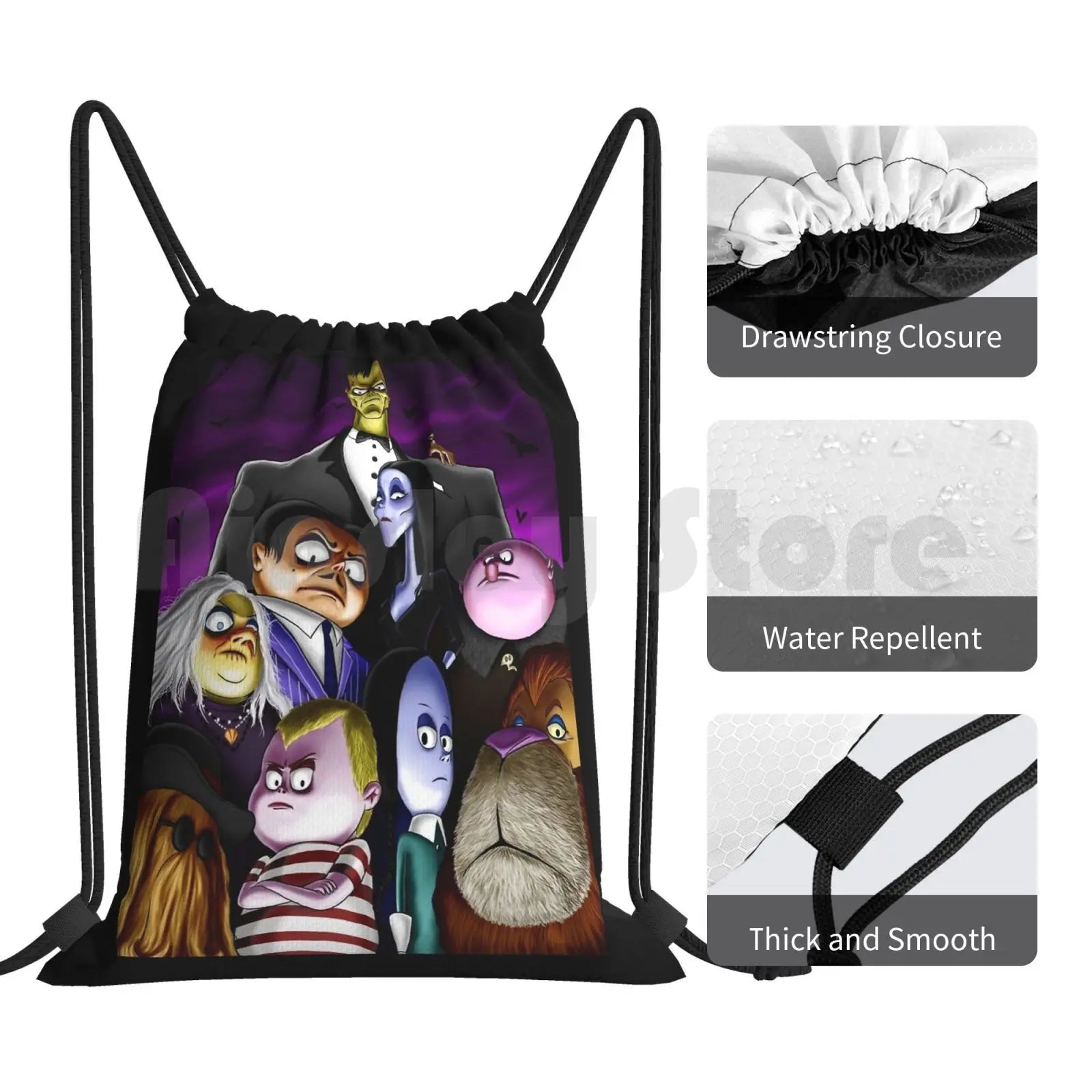 Kids Halloween Portrait Backpack Drawstring Bag