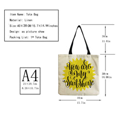 You Are My Sunshine Inspirational Language Print Tote Bag