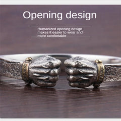 Men's 999 Silver Power Fist Cuff Bracelet Retro Personality Solid