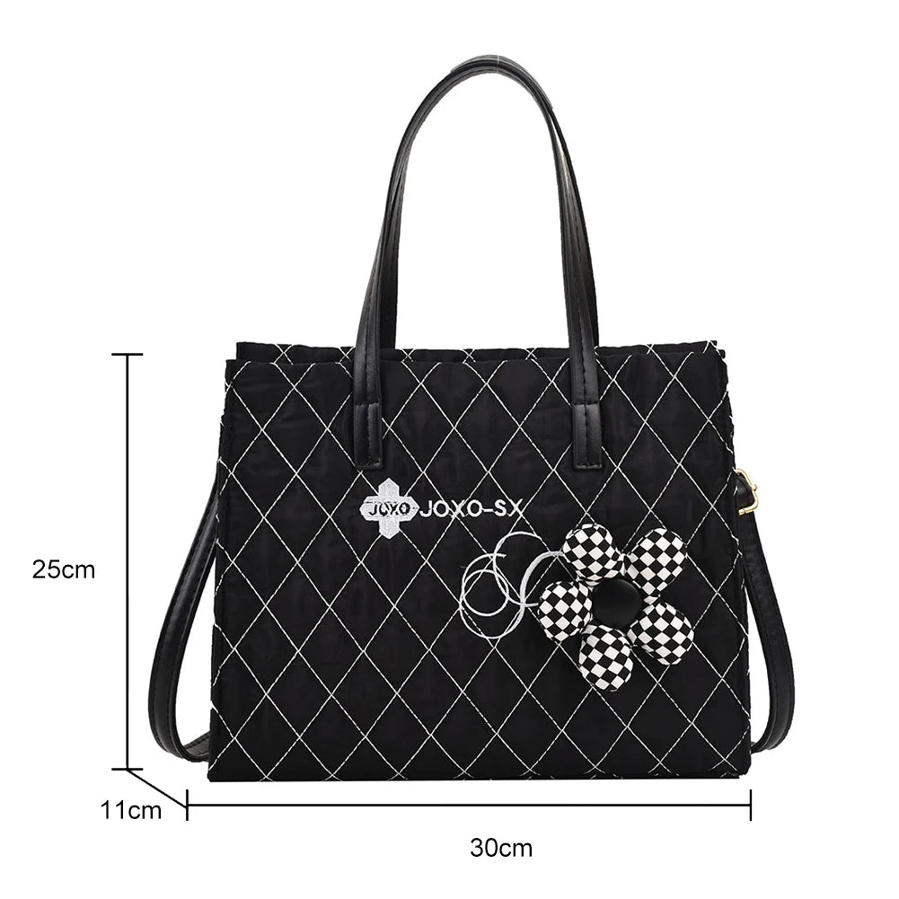 Women's Plaid Flower Handbag Crossbody Shoulder Bag Tote