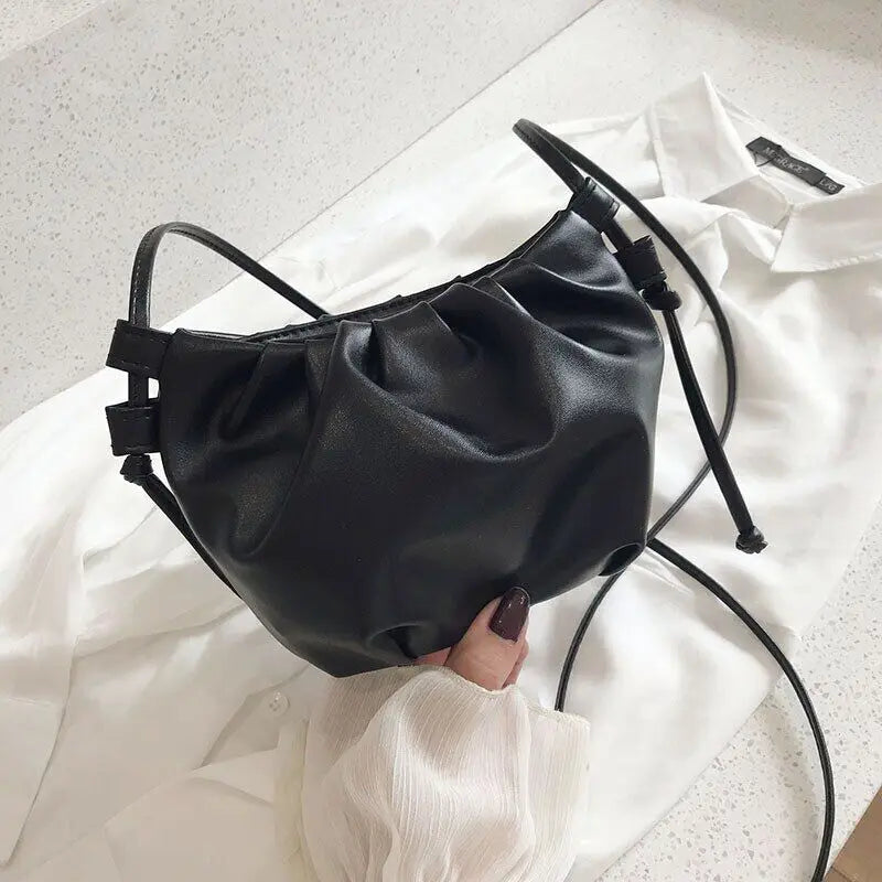Pleated Shoulder Bag Mini Cloud Bag Girl Messenger Bag