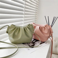Pleated Shoulder Bag Mini Cloud Bag Girl Messenger Bag