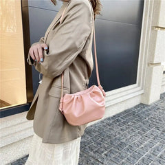 Pleated Shoulder Bag Mini Cloud Bag Girl Messenger Bag