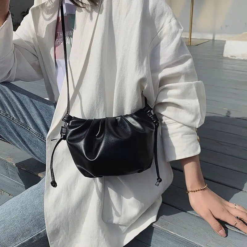 Pleated Shoulder Bag Mini Cloud Bag Girl Messenger Bag