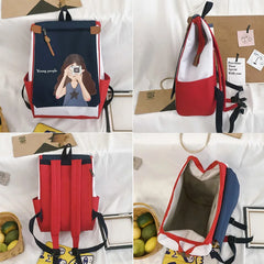Preppy Anime Women Backpack High School College Student Schoolbag