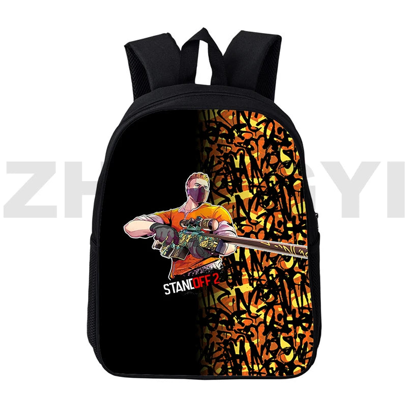 Canvas Print Standoff 2 Backpacks for Girls, 12/16 Inch Kids Bookbag