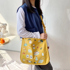 Preppy Style Cartoon Printed Shoulder Bag Women's Handbag