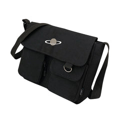 Preppy Style Canvas Cross Bag Reusable Eco-Friendly Casual Satchel Bag