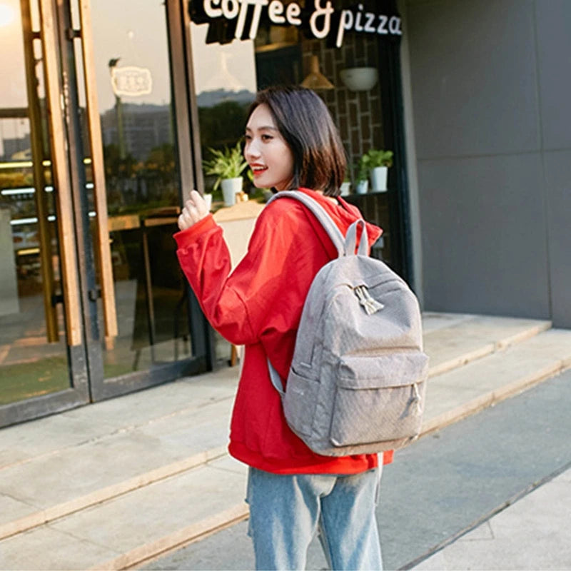 Preppy Style Corduroy School Backpack for Girls