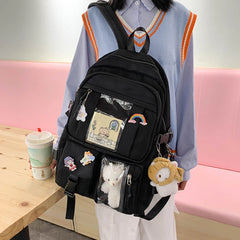 Preppy Style Nylon School Bags Large Capacity Zipper Daypacks