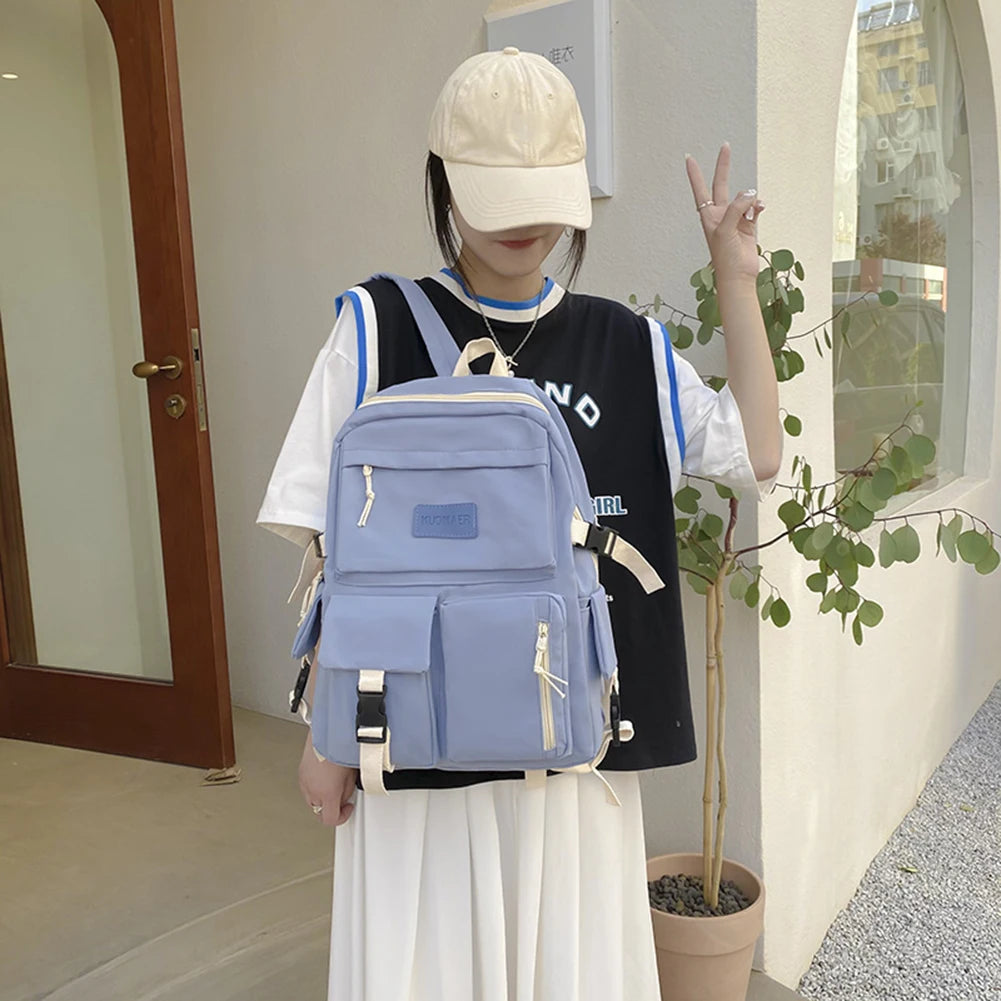 Preppy Style Nylon Women Backpack College Laptop Bookbags