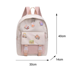 Preppy Style Women Backpack Contrast Nylon Knapsack