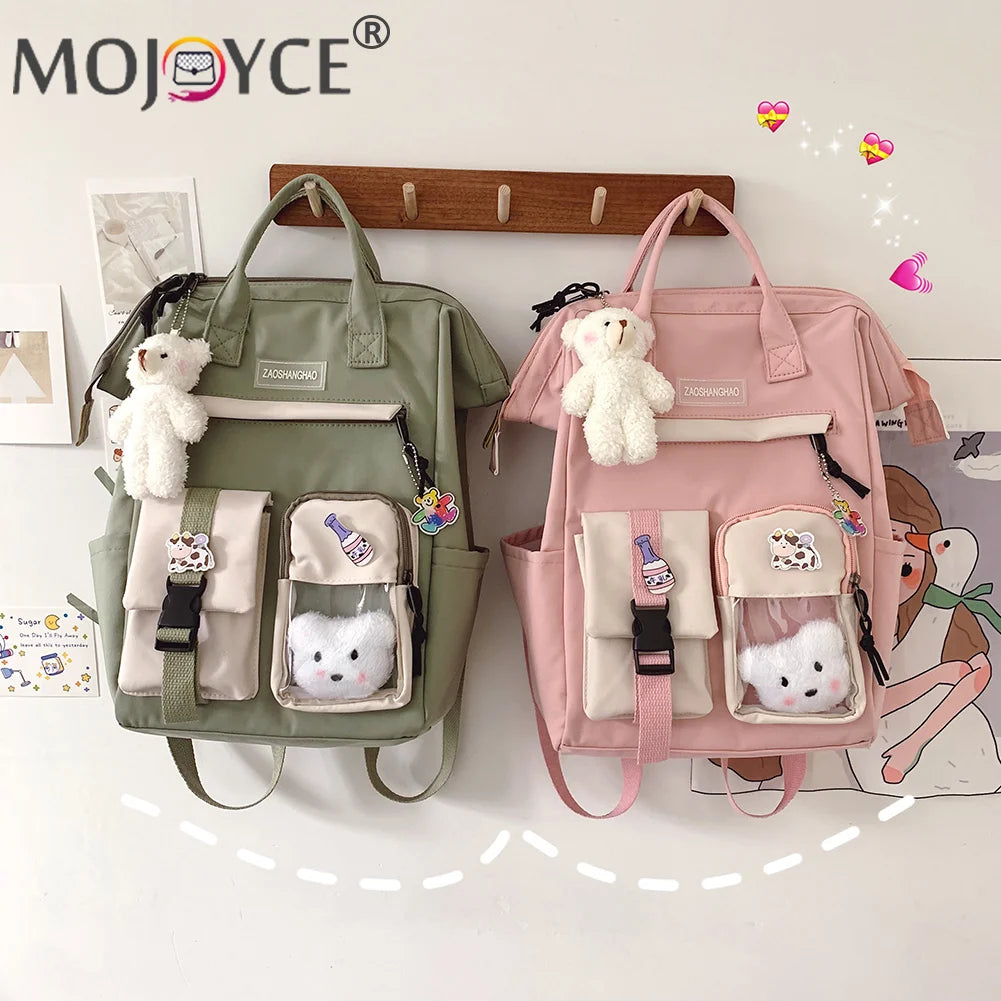 Preppy Style Contrast Backpack Large Capacity School Bag