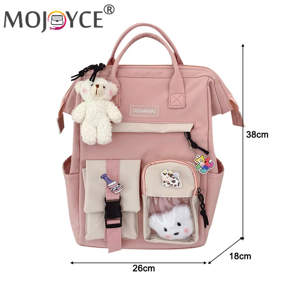 Preppy Style Contrast Backpack Large Capacity School Bag