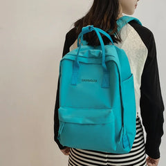 Preppy Style Women Nylon Zipper Backpack Students Solid School Knapsack