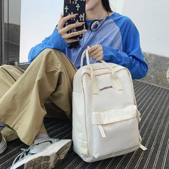 Preppy Style Women Nylon Zipper Backpack Students Solid School Knapsack