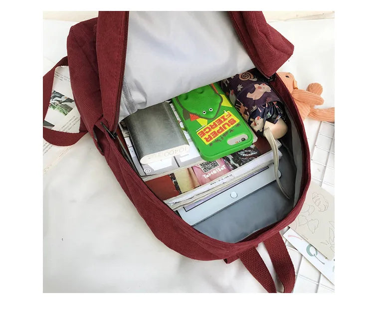 Teen Girls' Corduroy School Backpack
