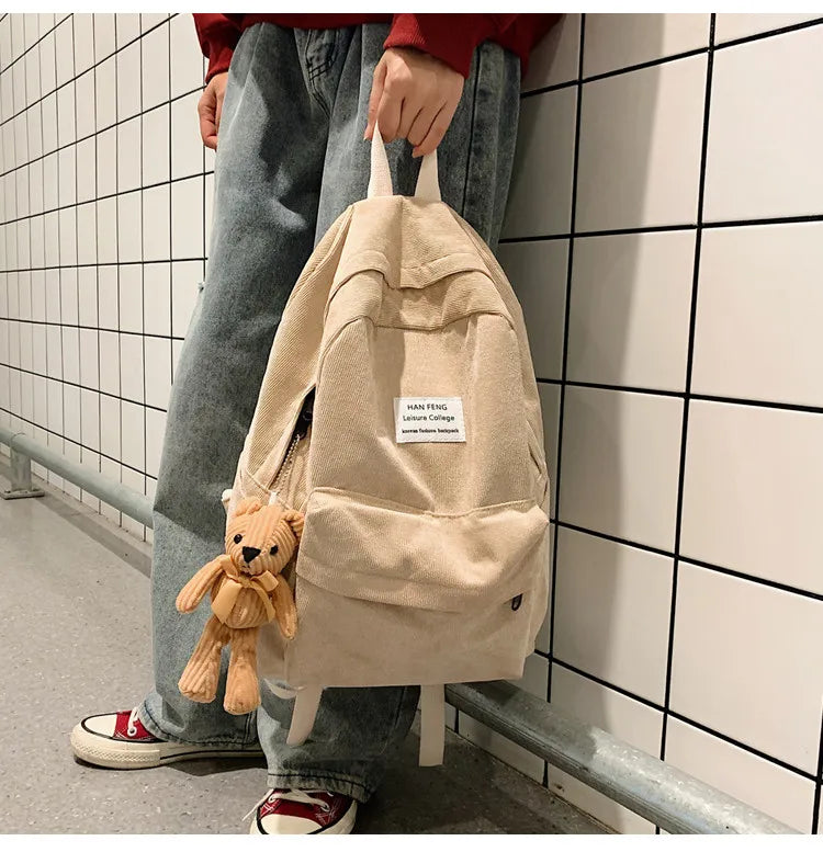 Teen Girls' Corduroy School Backpack