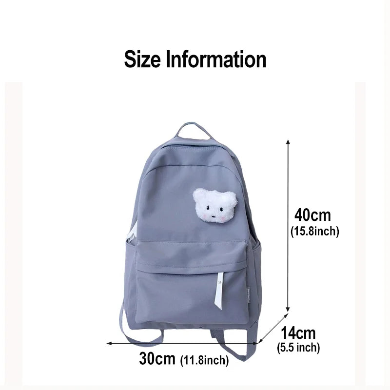 Preppy Solid Women Backpack for Teenage Girl