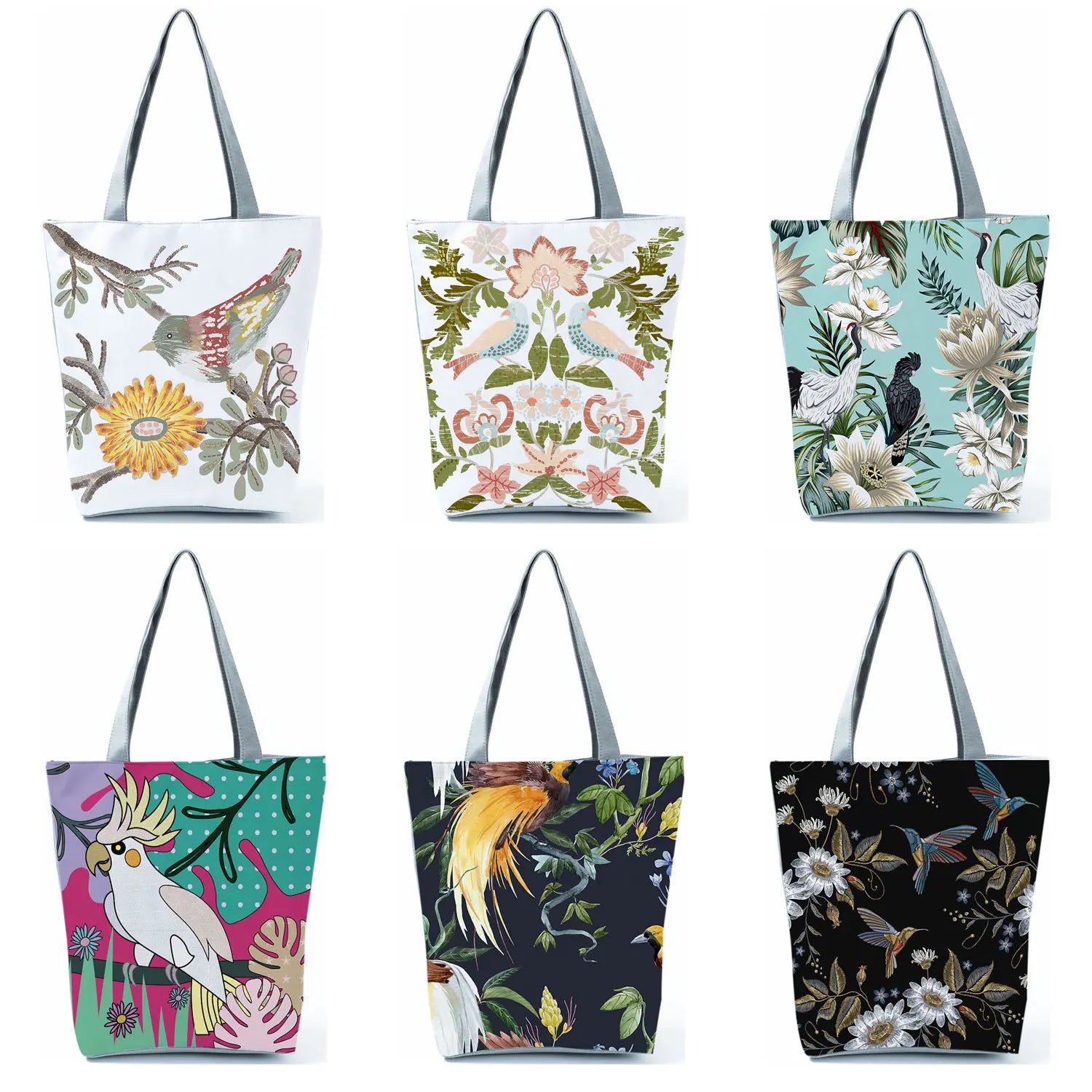 Bird Floral Printed Shoulder Bag Tote Eco Friendly Beach Bag
